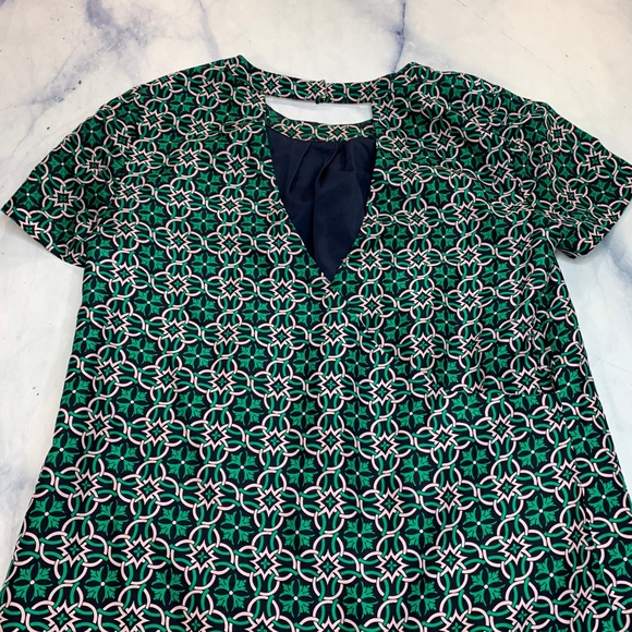 J. Crew Green Swoop Dress Latticework Medallion - Picture 5 of 8